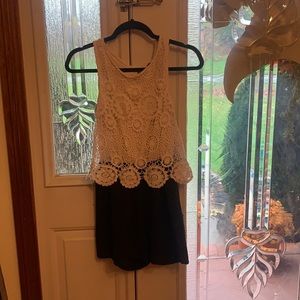 Black and white lace romper